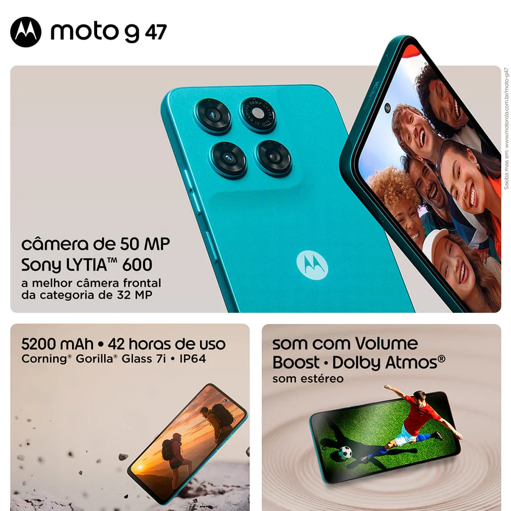 Imagem 2 de 5 do produto Smartphone Motorola Moto G47 5G, 128GB, 12GB (4GB RAM + 8GB RAM Boost), Câmera 50 MP, Tela 6.7”, Rosa