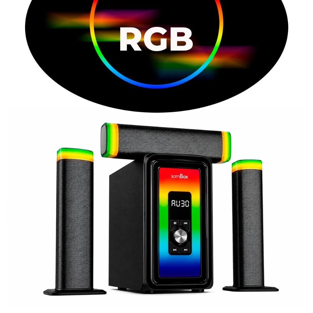 Imagem 2 de 5 do produto Sistema De Som 3.1 Bluetooth 5.0 190w Rms Subwoofer 8" Com Rádio Fm, Controle Remoto E Bivolt Automático