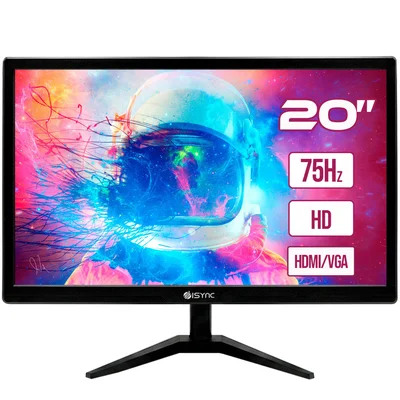 Monitor LED Isync M20hd 20", Resolução Hd+ 1600x900, 75hz, Vga/hdmi, Vesa - Preto
