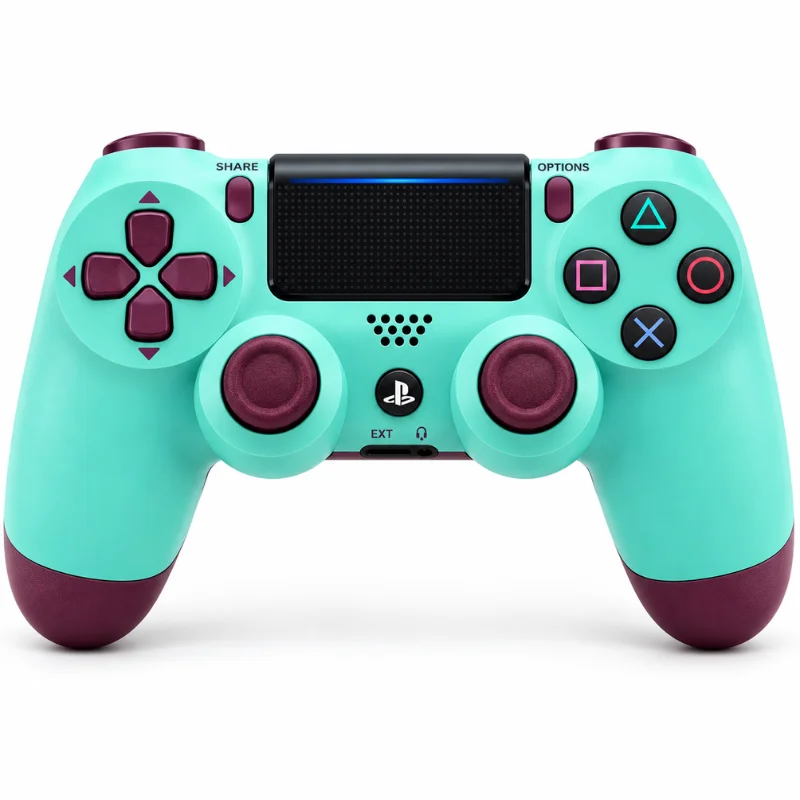 Imagem 1 de 5 do produto Controle Sem Fio Compatível Com Play4 Ps4 Playstation 4 / Slim / Pro / PC E Smart Tvs Samsung Cor Azul  Ciano E Roxo