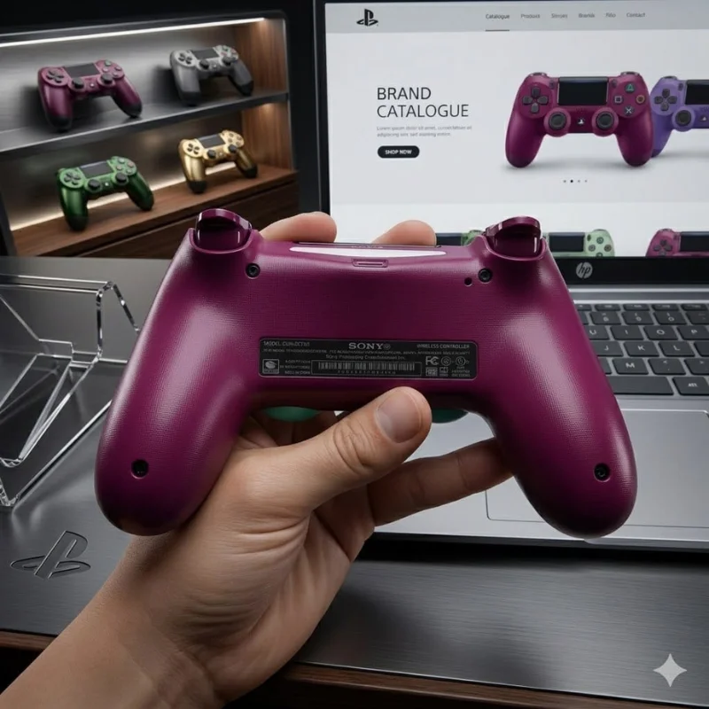 Imagem 3 de 5 do produto Controle Sem Fio Compatível Com Play4 Ps4 Playstation 4 / Slim / Pro / PC E Smart Tvs Samsung Cor Azul  Ciano E Roxo