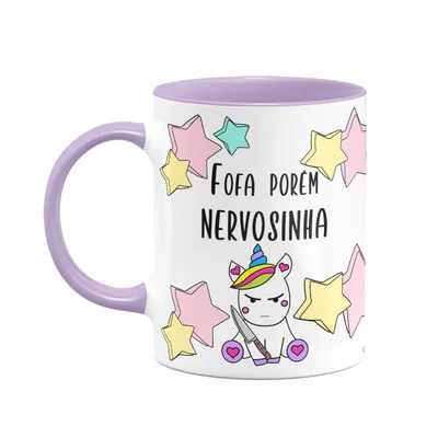 Caneca Divertida  - Fofa Porém Nervosinha! Unicorn - B-lilac