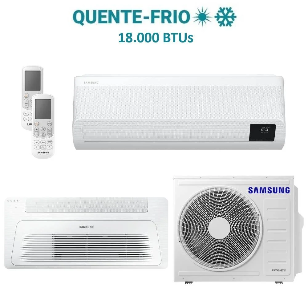 Imagem 3 de 5 do produto Ar Condicionado Multi Bi Split Hw E K7 Samsung Wind Free 18000 Btu (1x9000+1x18000) Quente E Frio Inverter R410 (aj050axj2kh/az)