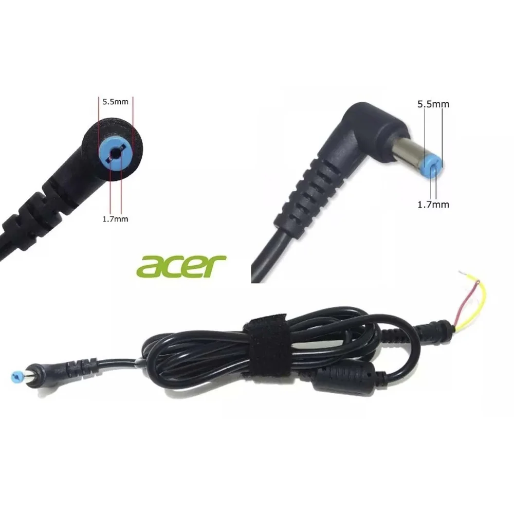 Imagem 2 de 3 do produto Cabo De Reposicao Reparo Fonte Notebook Acer 5,5*1,7mm Novo