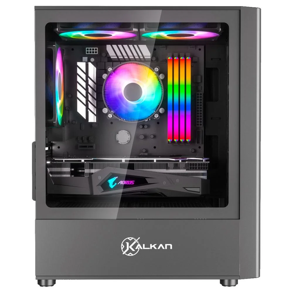 Imagem 3 de 5 do produto Gabinete Gamer Kalkan Vesir Preto Sem Fan Klk00083