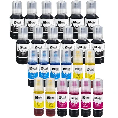 Kit 24 Refis Tinta Cmyk Atacado T504 T544 Digital Qualy L3150 L4150 L3150 L3150 L3150 L6161 L6171 L6191 Color70ml