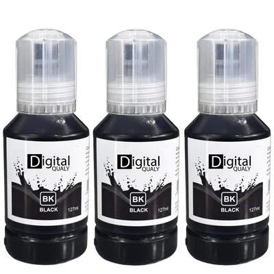 3x Tinta Preta Alto Rendimento T504 T544 Digital Qualy P/ L3110 127ml