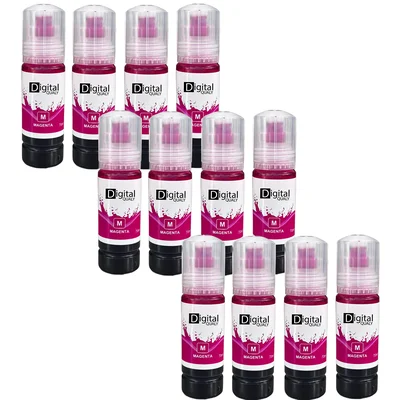 Kit 12 Refis Tinta Compatível Cores Magenta T504 T544 Digital Qualy L3250 L4150 4160 L4260 L6161 L6171 L6191