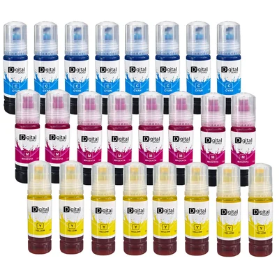 Kit 24 Garrafas Tinta Cores C/y/m T504 T544 Digital Qualy L3150 L4150 L3150 L3150 L3150 L6171 Color 70ml
