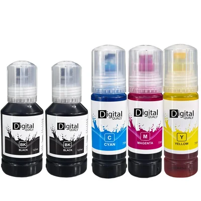 Kit 5 Refis Tinta Cmyk + Black T504 T544 Digital Qualy P/ 4160 L4260 L6161 L6171 L6191 Black 127ml Color 70ml