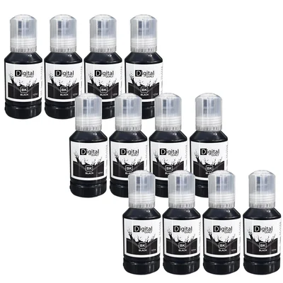 12x Tinta Preta Alto Rendimento T504 T544 Digital Qualy P/ L3110 127ml
