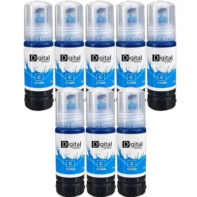Kit 8 Garrafas Tinta Colorida Ciano T504 T544 Digital Qualy L3150 L3250 L4150 4160 L4260 L6161 L6171 L6191