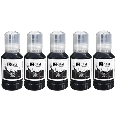 Kit 5 Garrafas Tinta Preta T504 T544 Digital Qualy P/ L3150 L3250 127ml