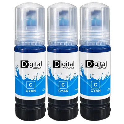 Kit 3 Garrafas Tinta Colorida T504 T544 Digital Qualy L3150 L3250 70ml
