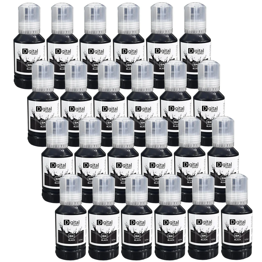 Kit 24 Garrafas Tinta Preta T504 T544 Digital Qualy L3150 L3250 127ml