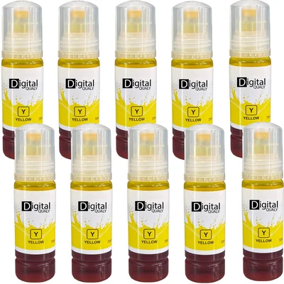 10x Tinta Colorida Amarelo Alto Rendimento T504 T544 Digital Qualy P/ L3110 L4150 4160 L4260 L6161 L6171 L6191