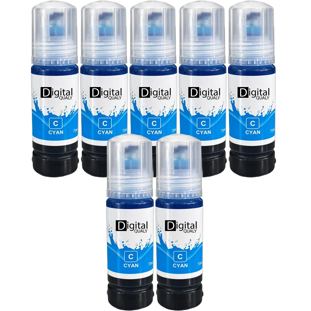 Kit 7 Garrafas Tinta Colorida Ciano T504 T544 Digital Qualy L3150 L3250
