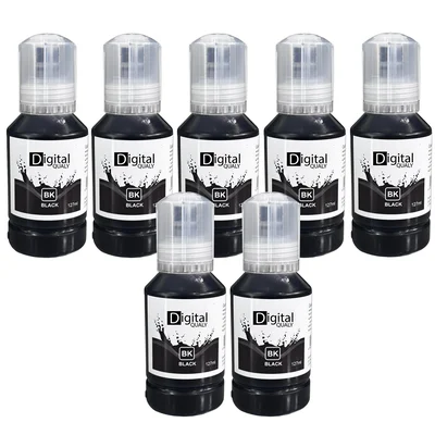 7x Tinta Preta Alto Rendimento T504 T544 Digital Qualy P/ L3110 127ml