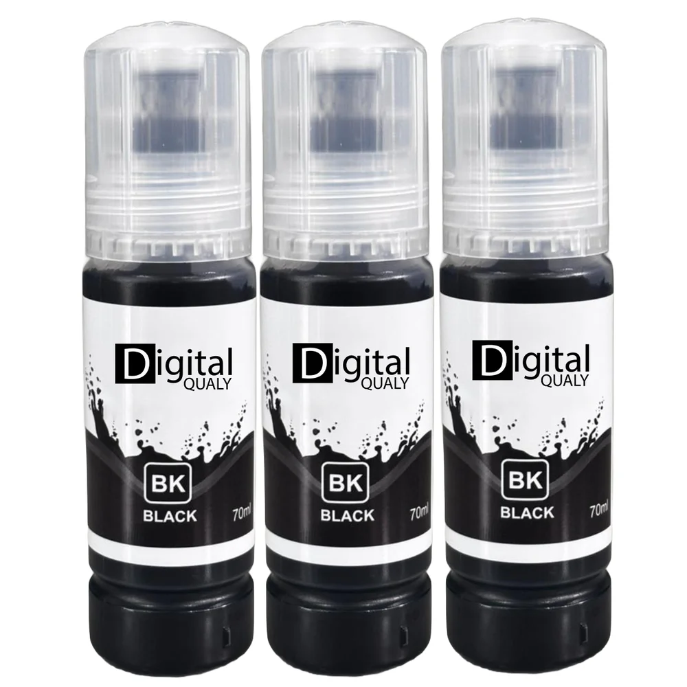 Kit 3x Tinta Preta Black T544 Digital Qualy Alto Rendimento L3250 L3210 L5290 L6171 70 Ml Kit 3x Tinta Preta Black T544 Digital Qualy Alto Rendimento L3250 L3210 L5290 L6171 70 Ml