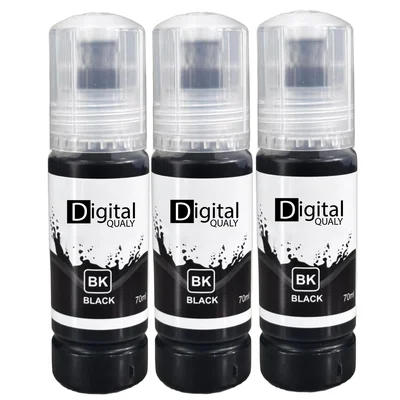 Kit 3 Refis Tinta Compatível Preta T544 Digital Qualy P/ L3150 L4150 L4260 L5190 70 Ml