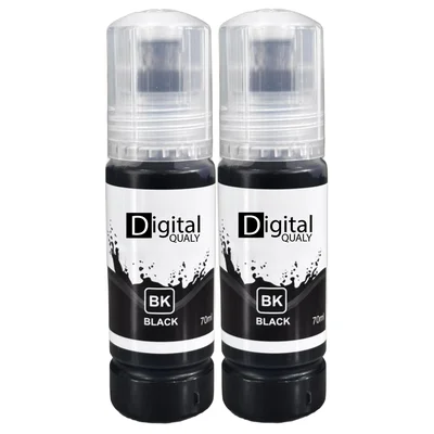 Kit 2 Garrafas Tinta Preta T544 Digital Qualy P/ L3150 L3250 L3110 L3210 70 Ml