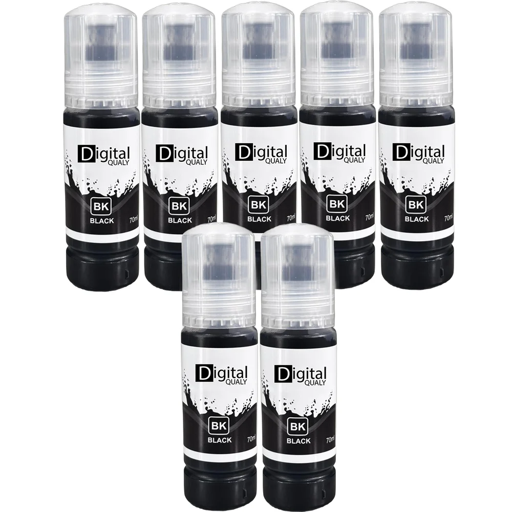Kit 7 Garrafas Tinta Preta T544 Digital Qualy P/ L3150 L3250 L3110 L3210  70 Ml