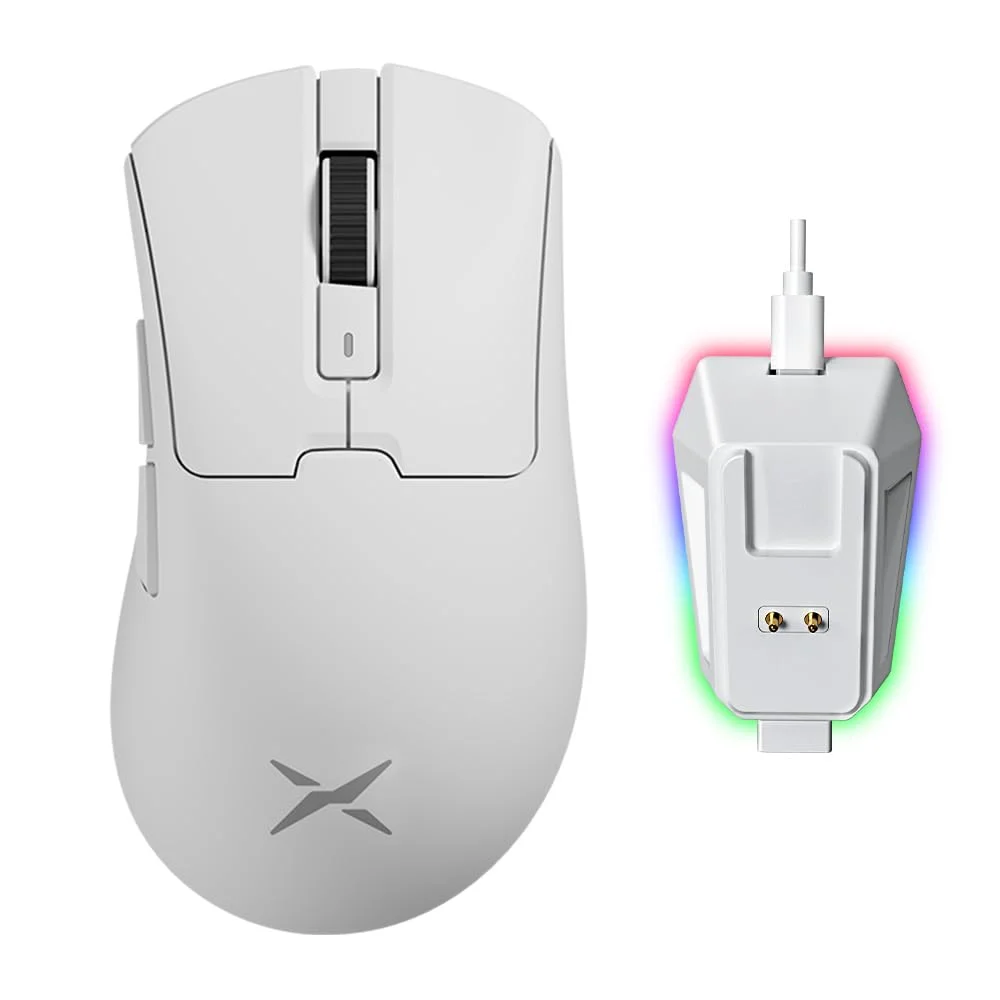 Delux m900pro mouse ergonômico sem fio para jogos 8k paw3395 doca de carregamento rgb magnético recarregável com fio para pc de mão grande