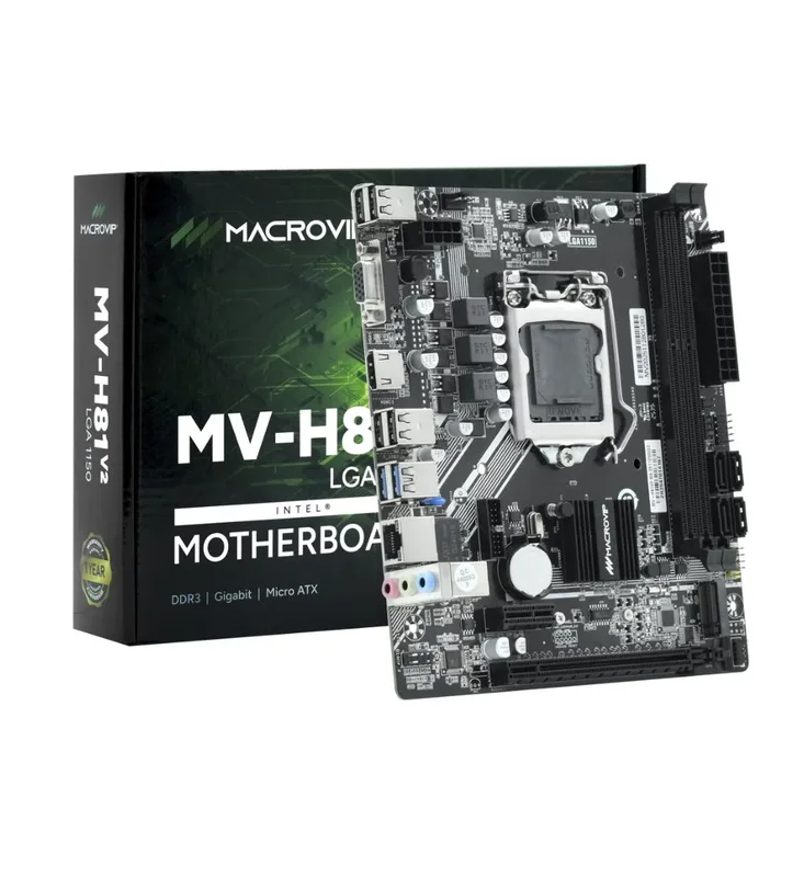 Placa Mãe 1150p Macrovip Mv-h81.v2 M.2 HDMI Vga Ddr3 Lan Gigabit 4