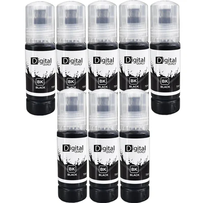 Kit 8x Tinta Preta Black T544 Digital Qualy Alto Rendimento L3250 L3210 L5290 L6171  70 Ml