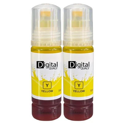Kit 2x Tinta Colorida Amarelot544 Digital Qualy Alto Rendimento L3250 L3210 L5290 L6171  70 Ml