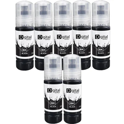 Kit 7x Tinta Preta Black T544 Digital Qualy Alto Rendimento L3250 L3210 L5290 L6171  70 Ml