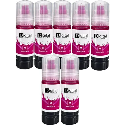 Kit 7 Refis Tinta Compatível Cores Magenta T544 Digital Qualy P/ L3150 L4150 L4260 L5190 70 Ml