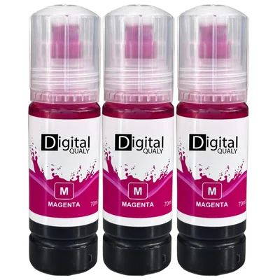 Kit 3 Refis Tinta Compatível Cores Magenta T544 Digital Qualy P/ L3150 L4150 L4260 L5190 70 Ml