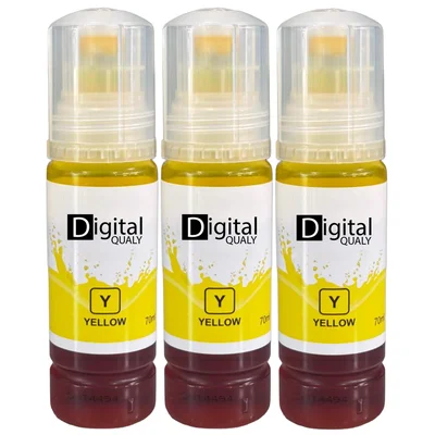 Kit 3x Tinta Colorida Amarelo T544 Digital Qualy Alto Rendimento L3250 L3210 L5290 L6171 70 Ml