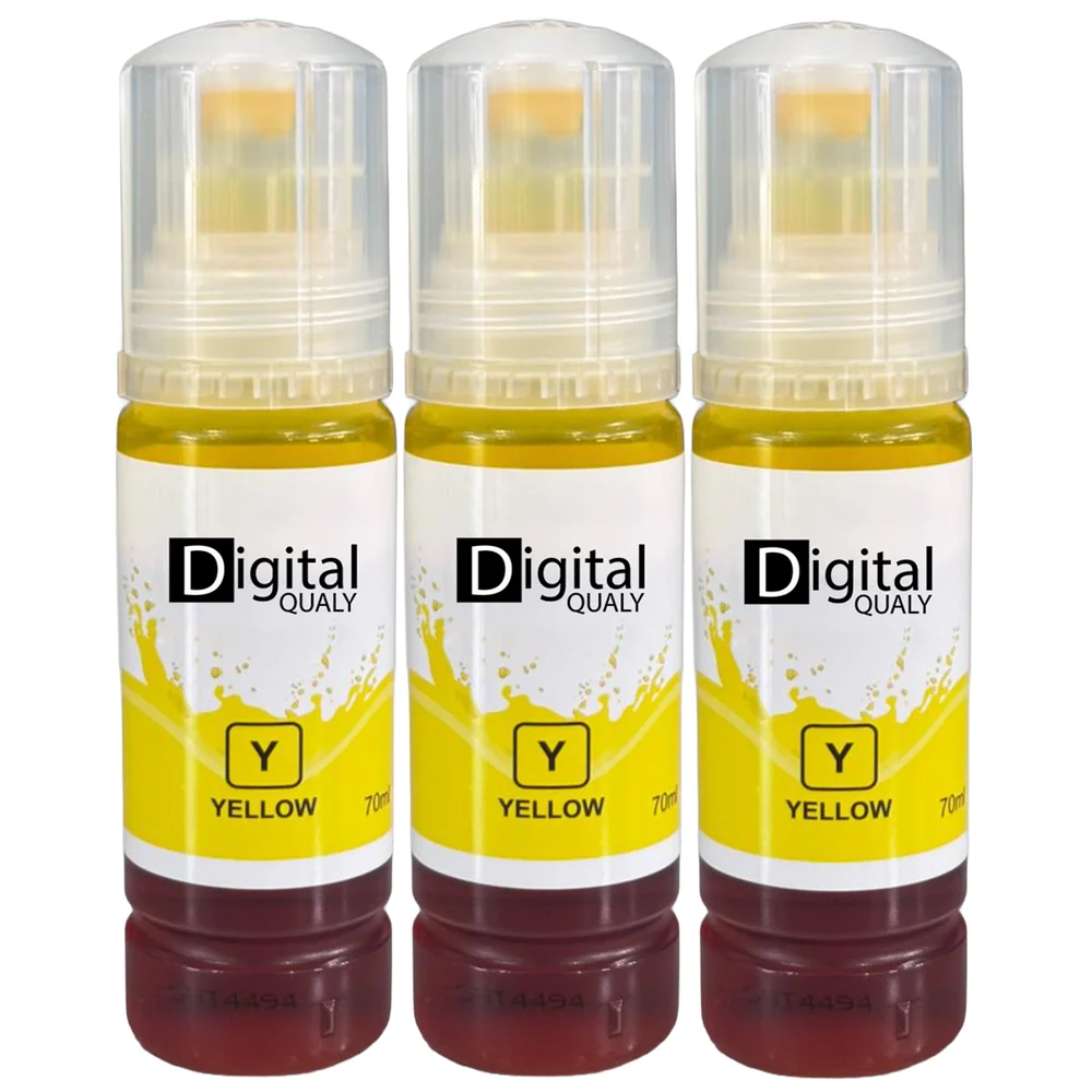 Kit 3x Tinta Colorida Amarelo T544 Digital Qualy Alto Rendimento L3250 L3210 L5290 L6171 70 Ml Kit 3x Tinta Colorida Amarelo T544 Digital Qualy Alto Rendimento L3250 L3210 L5290 L6171 70 Ml