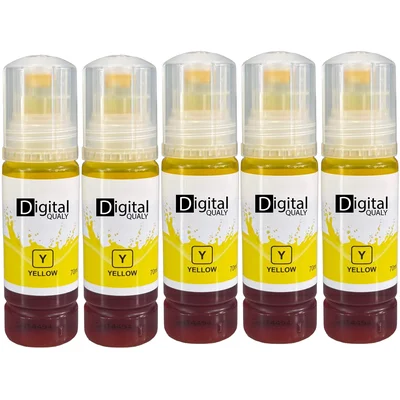 Kit 5x Tinta Colorida Amarelo T544 Digital Qualy Alto Rendimento L3250 L3210 L5290 L6171 70 Ml