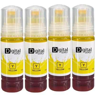 Kit 4x Tinta Colorida Amararelo T544 Digital Qualy Alto Rendimento L3250 L3210 L5290 L6171 70 Ml