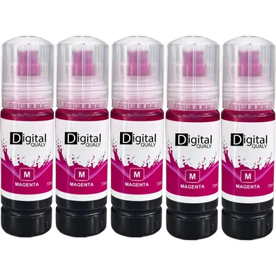 Kit 5 Refis Tinta Compatível Cores Magenta T544 Digital Qualy P/ L3150 L4150 L4260 L5190 70 Ml