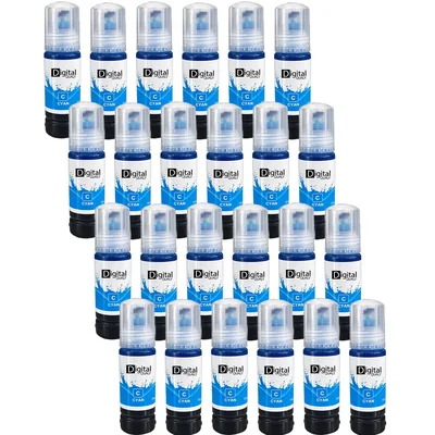 Kit 24 Garrafas Tinta Colorida Ciano T544 Digital Qualy P/ L3150 L3250 L3110 L3210 70 Ml