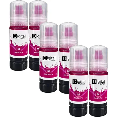 Kit 6 Refis Tinta Compatível Cores Magenta T544 Digital Qualy P/ L3150 L4150 L4260 L5190 70 Ml