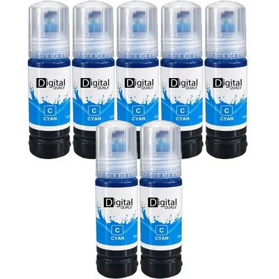 Kit 7 Garrafas Tinta Colorida Ciano T544 Digital Qualy P/ L3150 L3250 L3110 L3210 70 Ml