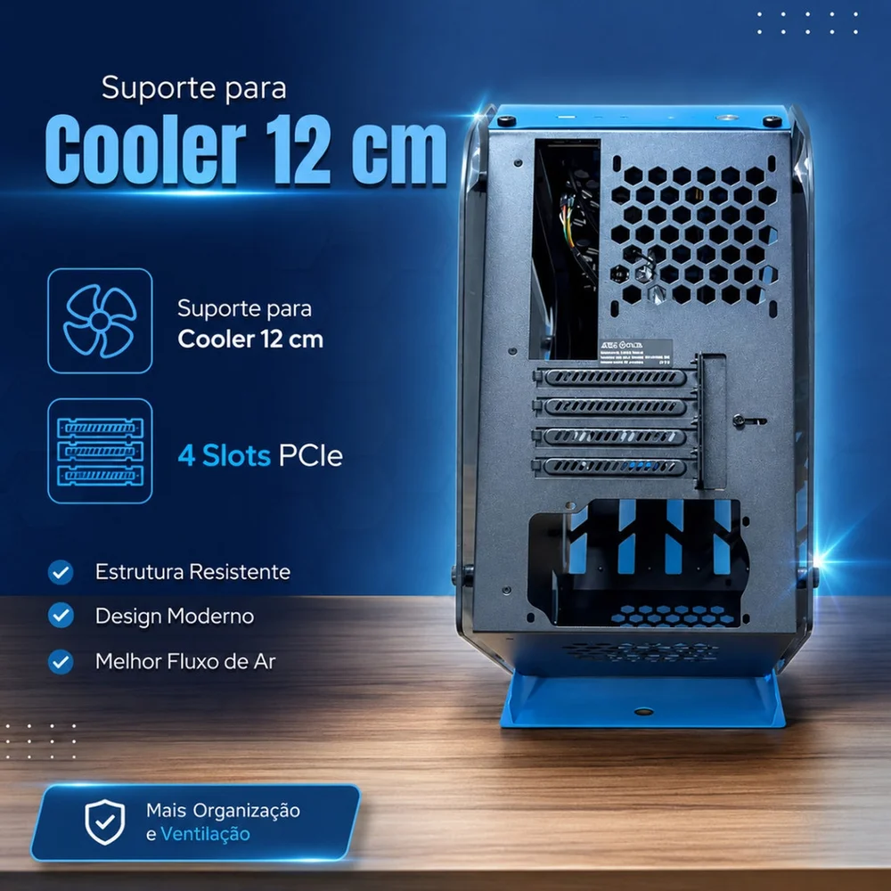Imagem 2 de 5 do produto Gabinete Gamer Micro Atx Itx Vidro Temperado Duplo Usb 3.0 Suporte Watercooler 240mm Delta-faerie Dragon Gm