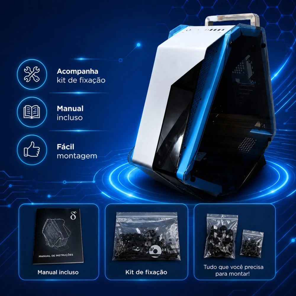 Imagem 2 de 5 do produto Gabinete Gamer Vidro Temperado Duplo Atx M-atx Mini-itx Delta-frost Wyrm Ga