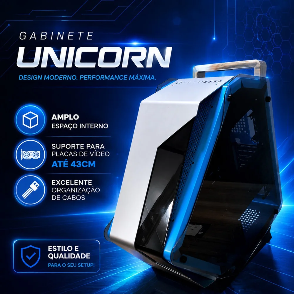 Imagem 3 de 5 do produto Gabinete Gamer Vidro Temperado Duplo Atx M-atx Mini-itx Delta-frost Wyrm Ga