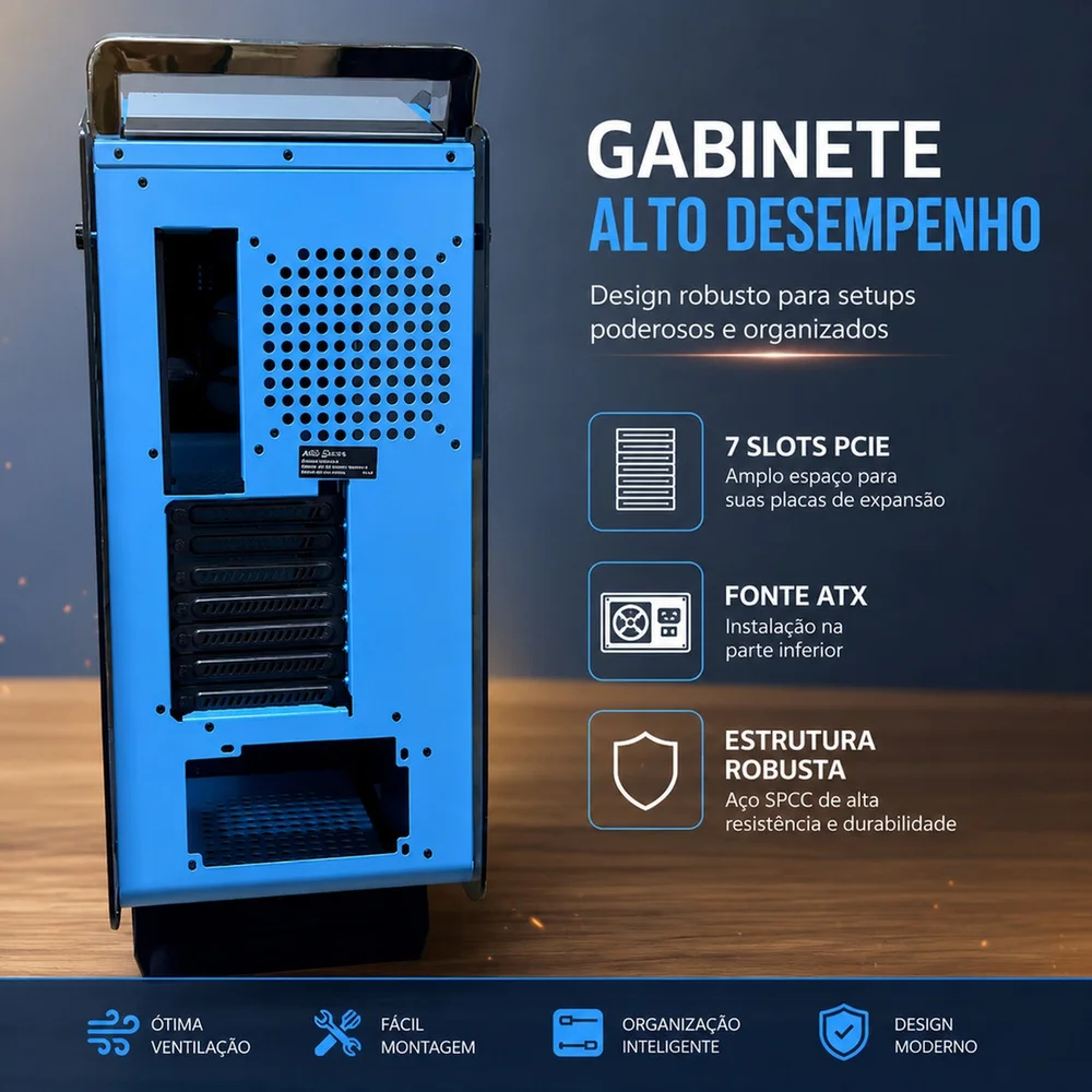 Imagem 4 de 5 do produto Gabinete Gamer Vidro Temperado Duplo Atx M-atx Mini-itx Delta-frost Wyrm Ga