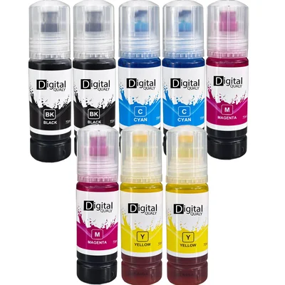 Kit 8 Refis Tinta Compatível 2 Cada Cor Cmyk T544 Digital Qualy P/ L3150 L4150 L4260 L5190 70 Ml