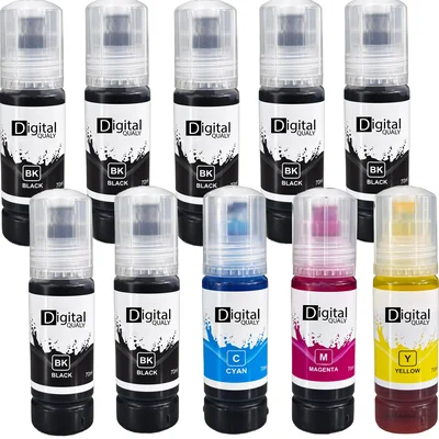 Kit 10x Tinta 6 Preta E 3 Cores Cmyk T544 Digital Qualy Alto Rendimento L3250 L3210 L5290 L6171 70 Ml