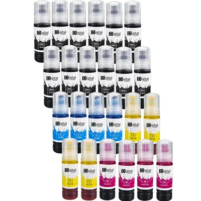 Kit 24 Refis Tinta Compatível Cmyk (12bk + 4 Cada Cor) T544 Digital Qualy P/ L3150 L4150 L4260 L5190 70 Ml