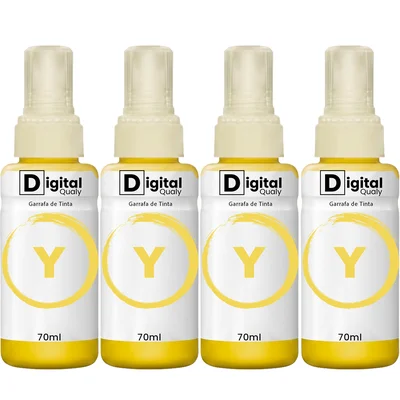 Kit 4x Tinta Colorida Amarelo T664 Digital Qualy Alto Rendimento L355 L365 L220 L380 70ml