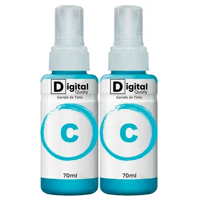 Kit 2 Garrafas Tinta Colorida Ciano T664 Digital Qualy P/ L355 L395 L365 L375 70ml